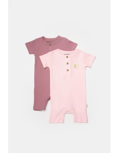 UP-BC-CSYB9036-9,Set 2 salopete scurte Bamboo, roz, BabyCosy, 50%bumbac+50% bambus (Marime: 9-12 luni)