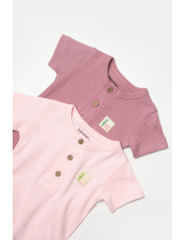 UP-BC-CSYB9036-9,Set 2 salopete scurte Bamboo, roz, BabyCosy, 50%bumbac+50% bambus (Marime: 9-12 luni)