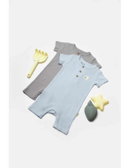 UP-BC-CSYB9038-12,Set 2 salopete scurte Bamboo, blue, BabyCosy, 50%bumbac+50% bambus (Marime: 12-18 Luni)