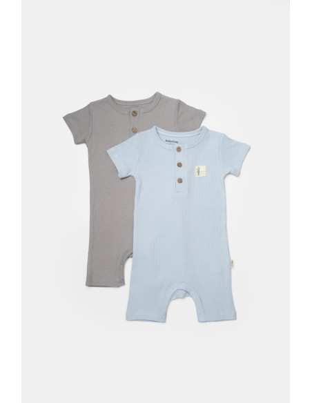UP-BC-CSYB9038-12,Set 2 salopete scurte Bamboo, blue, BabyCosy, 50%bumbac+50% bambus (Marime: 12-18 Luni)