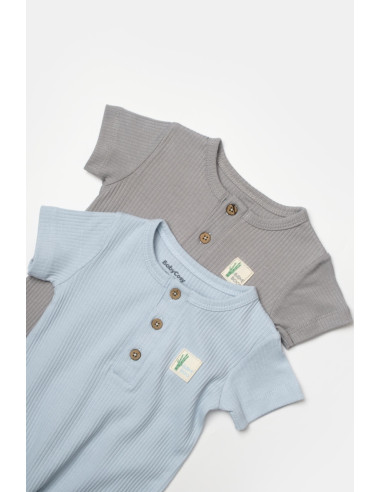 UP-BC-CSYB9038-12,Set 2 salopete scurte Bamboo, blue, BabyCosy, 50%bumbac+50% bambus (Marime: 12-18 Luni)