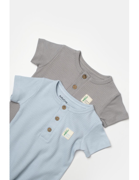 UP-BC-CSYB9038-12,Set 2 salopete scurte Bamboo, blue, BabyCosy, 50%bumbac+50% bambus (Marime: 12-18 Luni)
