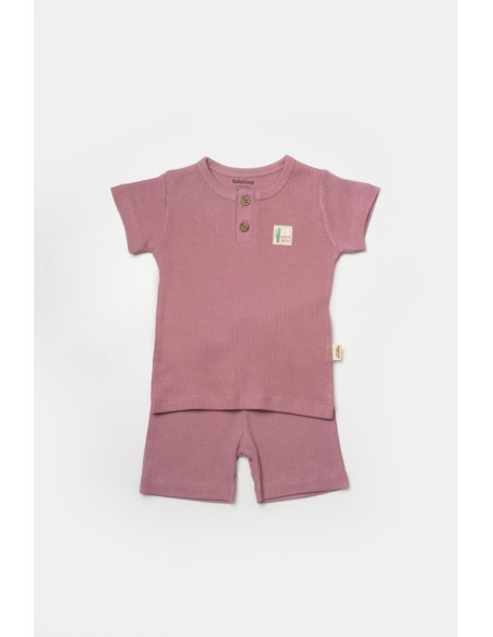 UP-BC-CSYB9039-6,Set tricou cu pantaloni Bamboo, roz, BabyCosy, 50%bumbac+50% bambus (Marime: 6-9 luni)