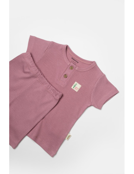 UP-BC-CSYB9039-6,Set tricou cu pantaloni Bamboo, roz, BabyCosy, 50%bumbac+50% bambus (Marime: 6-9 luni)