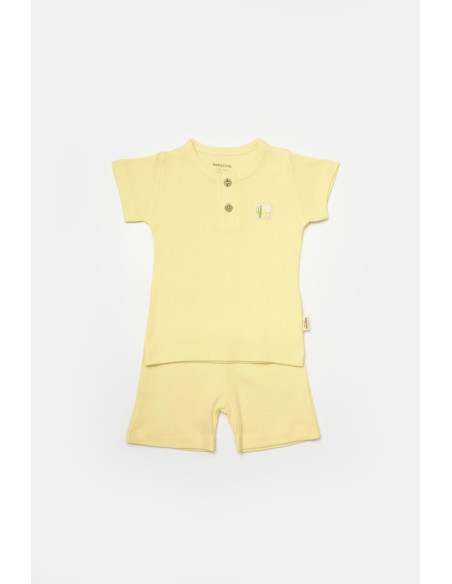 UP-BC-CSYB9041-6,Set tricou cu pantaloni Bamboo, galben, BabyCosy, 50%bumbac+50% bambus (Marime: 6-9 luni)