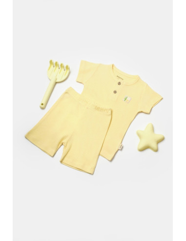 UP-BC-CSYB9041-9,Set tricou cu pantaloni Bamboo, galben, BabyCosy, 50%bumbac+50% bambus (Marime: 9-12 luni)