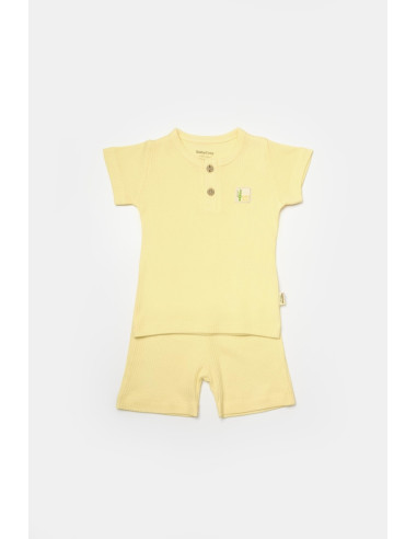 UP-BC-CSYB9041-12,Set tricou cu pantaloni Bamboo, galben, BabyCosy, 50%bumbac+50% bambus (Marime: 12-18 Luni)