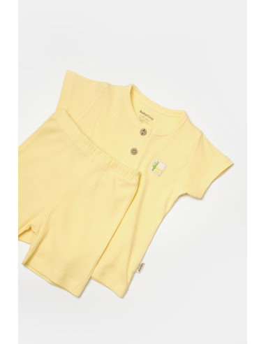UP-BC-CSYB9041-18,Set tricou cu pantaloni Bamboo, galben, BabyCosy, 50%bumbac+50% bambus (Marime: 18-24 Luni)
