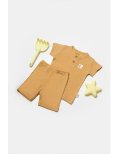 UP-BC-CSYB9042-9,Set tricou cu pantaloni Bamboo, maro, BabyCosy, 50%bumbac+50% bambus (Marime: 9-12 luni)