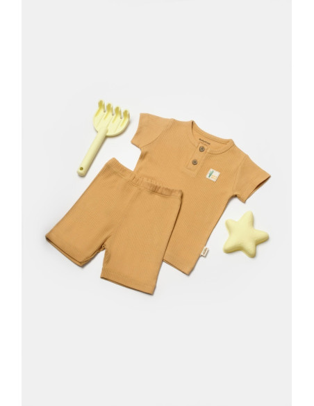 UP-BC-CSYB9042-9,Set tricou cu pantaloni Bamboo, maro, BabyCosy, 50%bumbac+50% bambus (Marime: 9-12 luni)