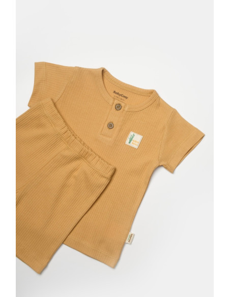 UP-BC-CSYB9042-9,Set tricou cu pantaloni Bamboo, maro, BabyCosy, 50%bumbac+50% bambus (Marime: 9-12 luni)