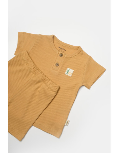 UP-BC-CSYB9042-3,Set tricou cu pantaloni Bamboo, maro, BabyCosy, 50%bumbac+50% bambus (Marime: 3-6 Luni)