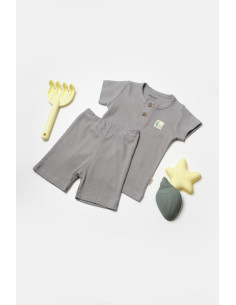 UP-BC-CSYB9044-6,Set tricou cu pantaloni Bamboo, gri, BabyCosy, 50%bumbac+50% bambus (Marime: 6-9 luni)