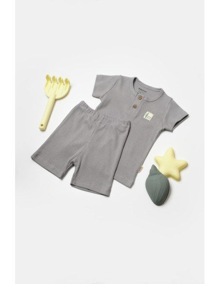 UP-BC-CSYB9044-6,Set tricou cu pantaloni Bamboo, gri, BabyCosy, 50%bumbac+50% bambus (Marime: 6-9 luni)