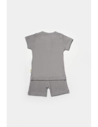 UP-BC-CSYB9044-3,Set tricou cu pantaloni Bamboo, gri, BabyCosy, 50%bumbac+50% bambus (Marime: 3-6 Luni)