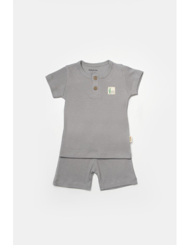 UP-BC-CSYB9044-18,Set tricou cu pantaloni Bamboo, gri, BabyCosy, 50%bumbac+50% bambus (Marime: 18-24 Luni)