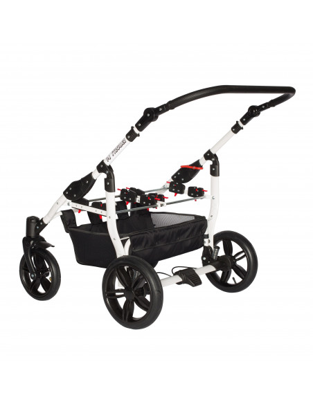 Carucior copii gemeni side by side 3 in 1, PJ STROLLER, White