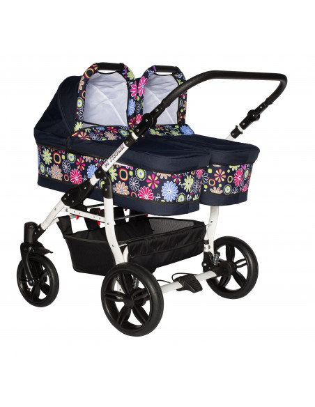 Carucior copii gemeni side by side 3 in 1, PJ STROLLER, Pink