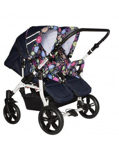 Carucior copii gemeni side by side 3 in 1, PJ STROLLER, Pink
