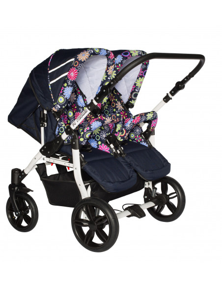 Carucior copii gemeni side by side 3 in 1, PJ STROLLER, Pink