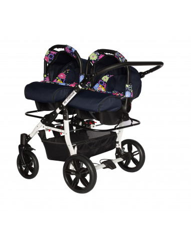 Carucior copii gemeni side by side 3 in 1, PJ STROLLER, Pink