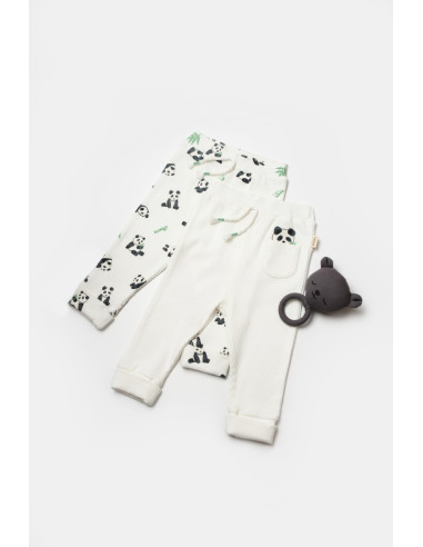 UP-BC-CSYB9059-9,Set 2 pantaloni Panda, BabyCosy, 50%bumbac+50% bambus (Marime: 9-12 luni)