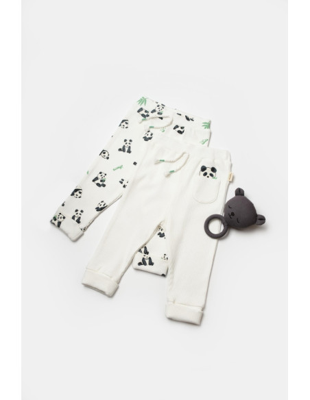 UP-BC-CSYB9059-9,Set 2 pantaloni Panda, BabyCosy, 50%bumbac+50% bambus (Marime: 9-12 luni)