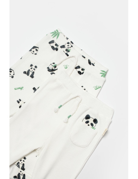 UP-BC-CSYB9059-9,Set 2 pantaloni Panda, BabyCosy, 50%bumbac+50% bambus (Marime: 9-12 luni)
