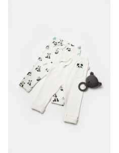 UP-BC-CSYB9059-3,Set 2 pantaloni Panda, BabyCosy, 50%bumbac+50% bambus (Marime: 3-6 Luni)