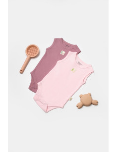UP-BC-CSYB9012-3,Set 2 body-uri fara maneci Bamboo, roz, BabyCosy, 50% bambus+50% bumbac (Marime: 3-6 Luni)