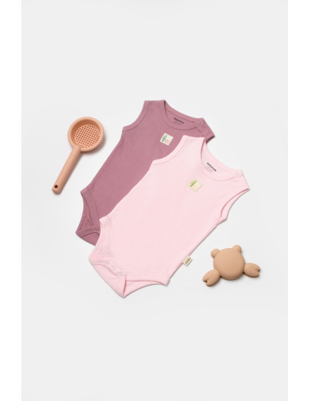 UP-BC-CSYB9012-3,Set 2 body-uri fara maneci Bamboo, roz, BabyCosy, 50% bambus+50% bumbac (Marime: 3-6 Luni)