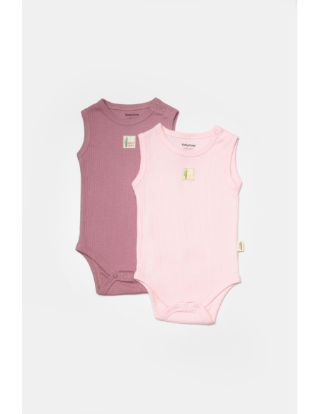 UP-BC-CSYB9012-3,Set 2 body-uri fara maneci Bamboo, roz, BabyCosy, 50% bambus+50% bumbac (Marime: 3-6 Luni)