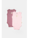 UP-BC-CSYB9012-3,Set 2 body-uri fara maneci Bamboo, roz, BabyCosy, 50% bambus+50% bumbac (Marime: 3-6 Luni)