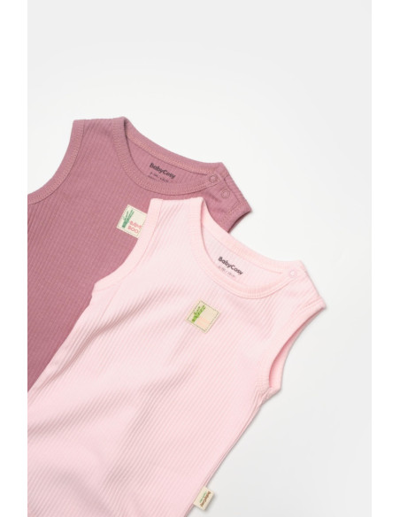 UP-BC-CSYB9012-3,Set 2 body-uri fara maneci Bamboo, roz, BabyCosy, 50% bambus+50% bumbac (Marime: 3-6 Luni)
