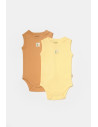 UP-BC-CSYB9013-3,Set 2 body-uri fara maneci Bamboo, galben, BabyCosy, 50% bambus+50% bumbac (Marime: 3-6 Luni)