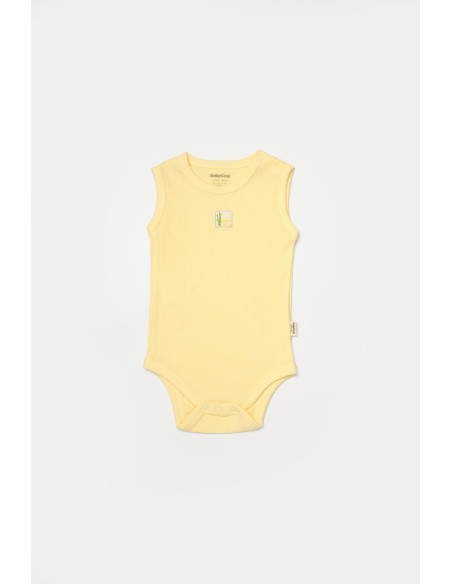 UP-BC-CSYB9013-3,Set 2 body-uri fara maneci Bamboo, galben, BabyCosy, 50% bambus+50% bumbac (Marime: 3-6 Luni)