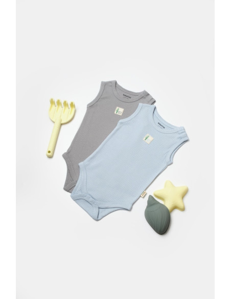 UP-BC-CSYB9014-6,Set 2 body-uri fara maneci Bamboo, bleu, BabyCosy, 50% bambus+50% bumbac (Marime: 6-9 luni)