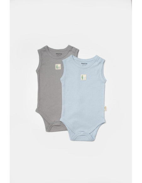 UP-BC-CSYB9014-6,Set 2 body-uri fara maneci Bamboo, bleu, BabyCosy, 50% bambus+50% bumbac (Marime: 6-9 luni)