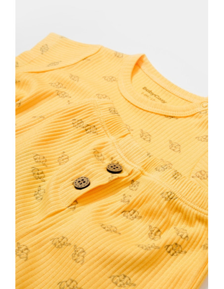 UP-BC-CSYM11702-6,Set tricou cu pantaloni Printed, galben, BabyCosy, 50%bumbac+50% modal (Marime: 6-9 luni)