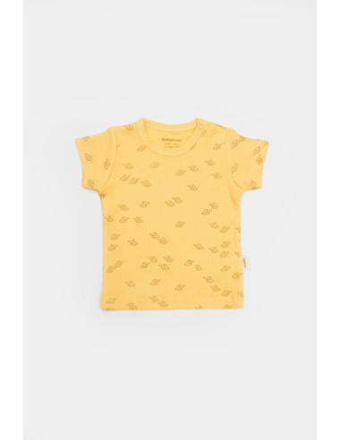 UP-BC-CSYM11702-6,Set tricou cu pantaloni Printed, galben, BabyCosy, 50%bumbac+50% modal (Marime: 6-9 luni)
