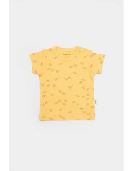 UP-BC-CSYM11702-18,Set tricou cu pantaloni Printed, galben, BabyCosy, 50%bumbac+50% modal (Marime: 18-24 Luni)