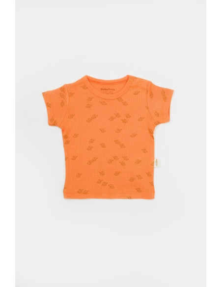 UP-BC-CSYM11705-3,Set tricou cu pantaloni Printed, portocaliu, BabyCosy, 50%bumbac+50% modal (Marime: 3-6 Luni)