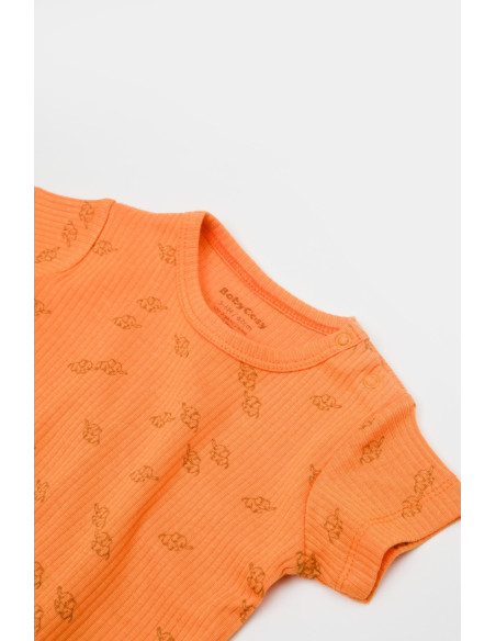 UP-BC-CSYM11705-3,Set tricou cu pantaloni Printed, portocaliu, BabyCosy, 50%bumbac+50% modal (Marime: 3-6 Luni)