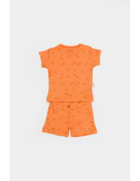 UP-BC-CSYM11705-3,Set tricou cu pantaloni Printed, portocaliu, BabyCosy, 50%bumbac+50% modal (Marime: 3-6 Luni)