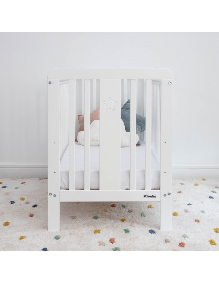 Patut bebe din lemn masiv, Star Baby Alb, 120 x 60