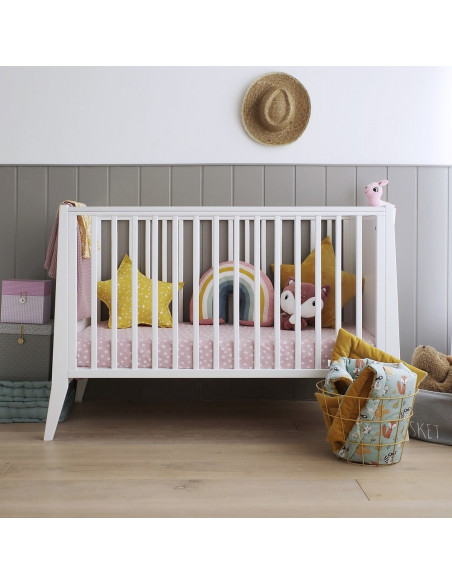 Patut bebe din lemn masiv, Slim Alb, 120 x 60 cm,slim_cot_white