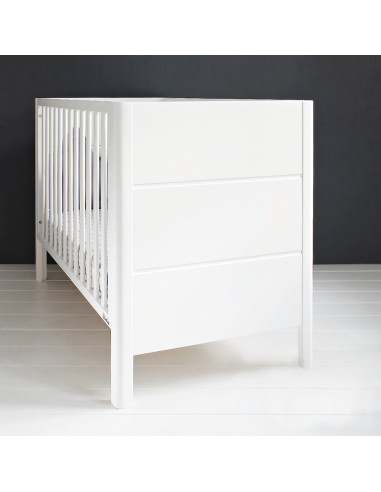 Patut bebe din lemn masiv, Smooth Alb, 120 x 60