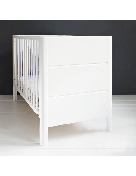 Patut bebe din lemn masiv, Smooth Alb, 120 x 60