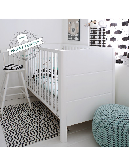 Patut bebe din lemn masiv, Smooth Alb, 120 x 60