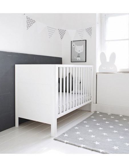 Patut bebe din lemn masiv, Smooth Alb, 120 x 60